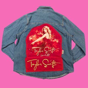 Taylor Swift Blue Denim Button Down Shirt Size L